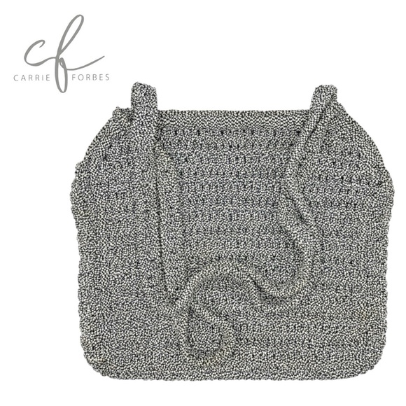 Carrie Forbes Vintage Crochet Satchel Handbag w/ Strap. Silver - Picture 9 of 15